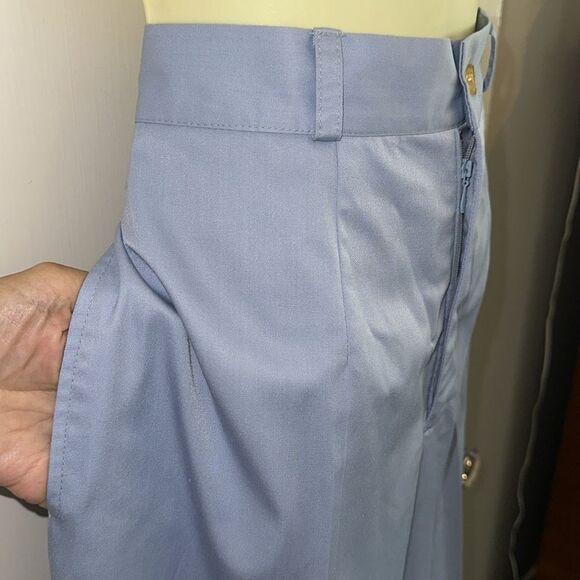 Vintage 70s/80s Louis Ferrara Light Blue High Waisted Cotton/Polyester Pants - Picture 4 of 7
